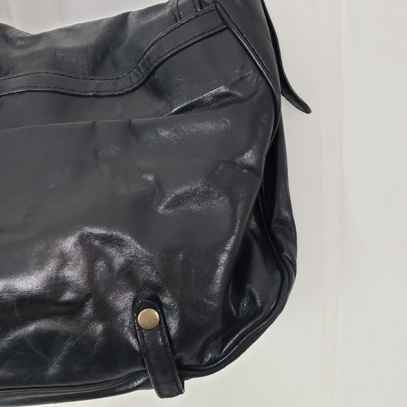 Olivia Harris black leather satchel bag multiple compartment - Picture 5 of 13